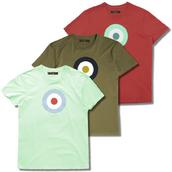 View Item Ben Sherman Spring / Summer Mod 60's Target Roundel T Shirt Mint / Khaki / Coral